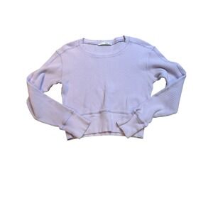 Wilfred Free Periwinkle Waffle Knit Cropped Long Sleeve Top XXS